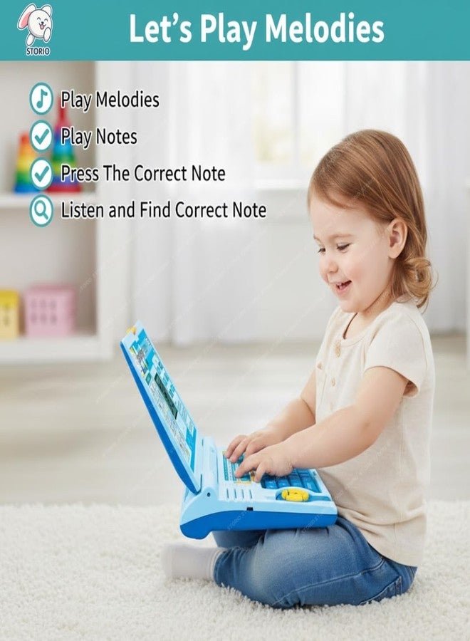 Storio Educational Kids Laptop Learning Toy for Boys & Girls Age 2-5 Years | Fun Activity Computer Toy | Learn Alphabet, Letters, Words, Numbers, Games, Music & Logic | Interactive Learning Toy - Blue - Image 3